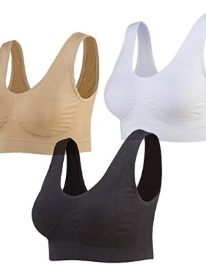 Lemef 3-Pack Seamless Sports Bra with Removable Pads
