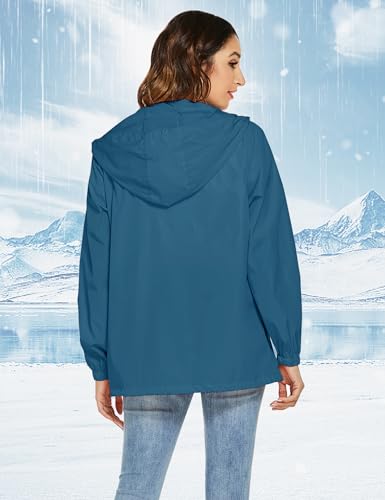 Rapbin Women's Waterproof Lightweight Hooded Raincoat