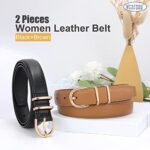 WERFORU 2 Pack Women Leather Belts with Gold Buckle