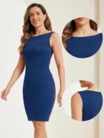 Allegra K Women's Sleeveless Sheath Dress, Boat Neck