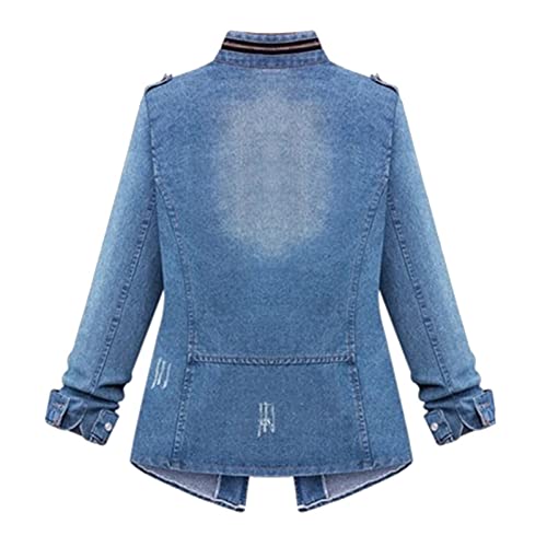 Women's Casual Cropped Denim Jacket, Plus Size S-5XL