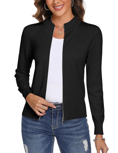 Aottori Womens Lightweight Zip Up Cardigan