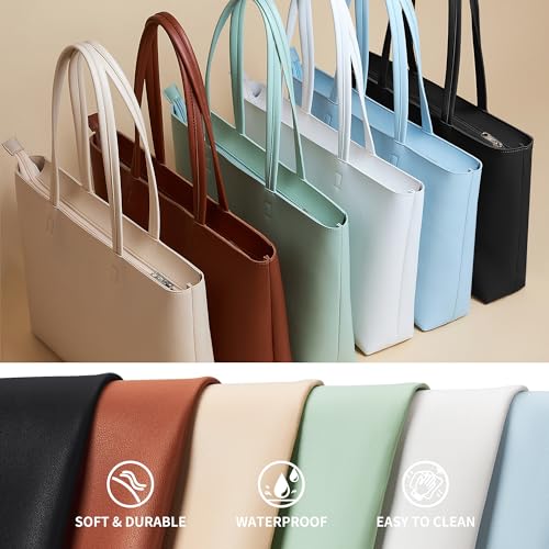 KALIDI Waterproof PU Tote Bag for Women, Large, Zipper