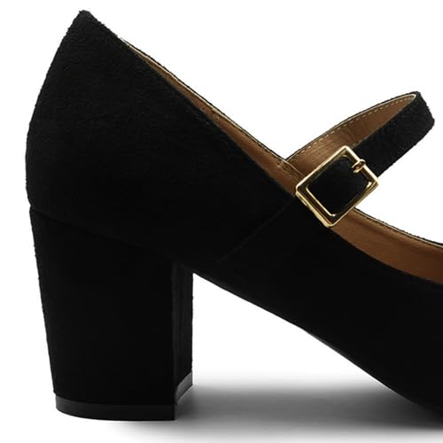 Womens Mid Block Heels Mary Jane Ankle Strap Shoes
