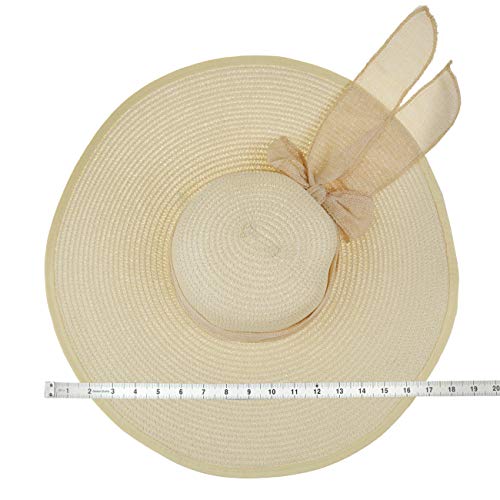 DRESHOW Womens Big Bowknot Foldable Straw Sun Hat UPF 50+