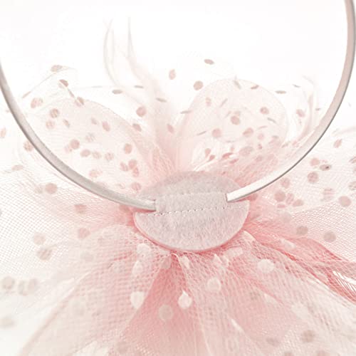 DRESHOW Fascinator Hat with Mesh, Ribbons, & Feathers