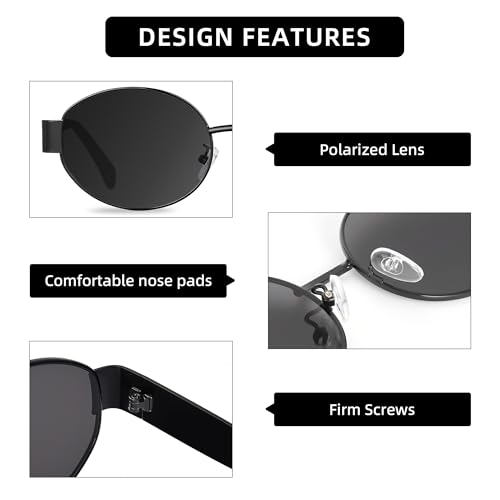 Jim Halo Polarized Oval Sunglasses UV400 Protection