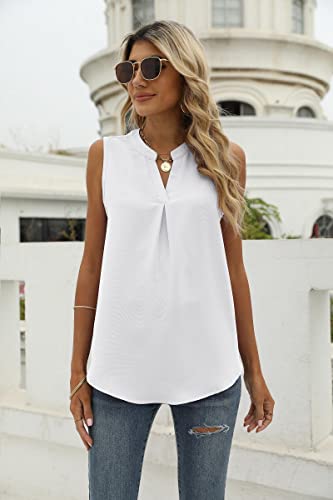 Famulily Womens Chiffon V Neck Sleeveless Summer Top S-XXL