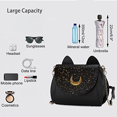 Luna Sailor Moon PU Leather Crossbody Bag - Black