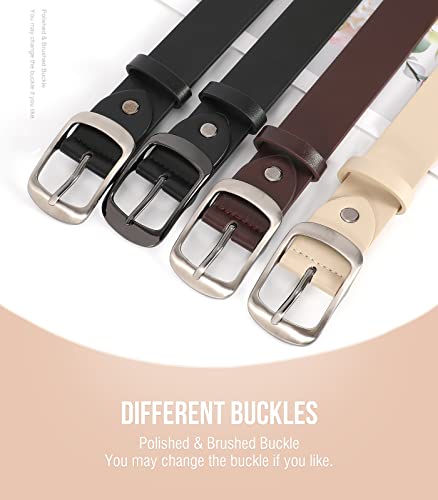 JASGOOD 2 Packs Women Leather Belts for Jeans Fashion