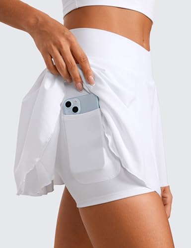 CRZ YOGA Women's Pleated Tennis Skirt with Pockets