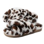 Dena Lives Ladies Fluffy Cross Band House Slippers