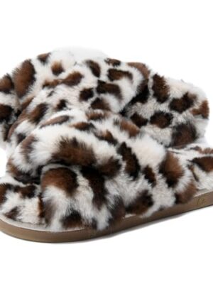 Dena Lives Ladies Fluffy Cross Band House Slippers