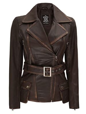 Women's Long Lambskin Leather Motorcycle Jacket