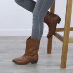 AJVANI Women's Low Block Heel Western Ankle Boots