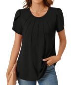 Anyhold Women's Summer Petal Sleeve Pleated Blouse