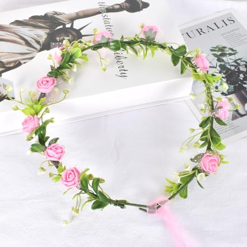 Pink Floral Headband, Bridal Wedding Accessories (one size)