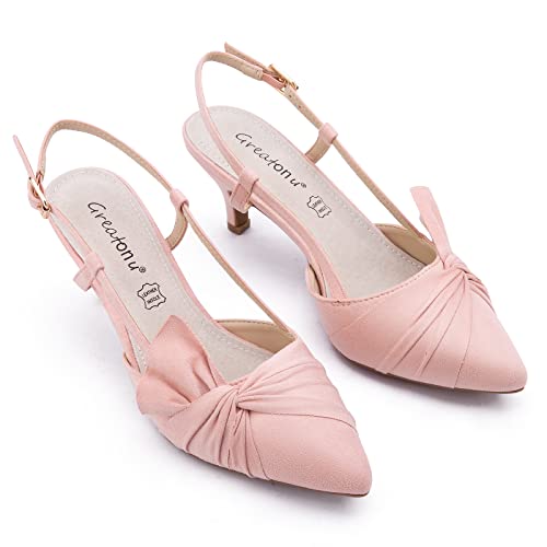 Greatonu Women's Kitten Heel Slingback Pumps