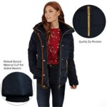 Ladies Quilted Winter Puffer Coat with Faux Fur Hood