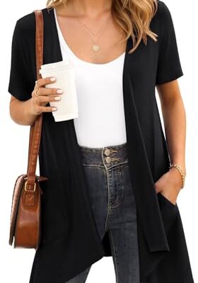 YGJIEGENG Women's Short Sleeve Summer Cardigan with Pocket