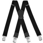 ACWOO Mens Adjustable Elastic X-Shape Braces with Clips