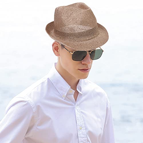 Sequins Hollow Out Fedora Sun Hat - Foldable & Packable