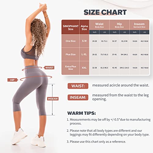 SINOPHANT High Waisted Capri Leggings for Women, Soft Tummy Control