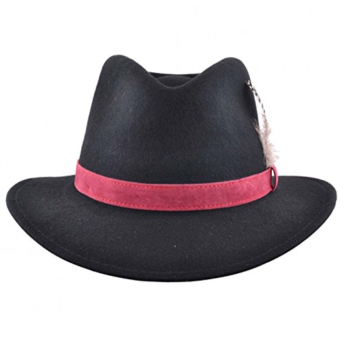 Unisex Wool Felt Crushable Fedora Hat with Feather