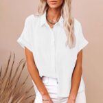 LUSHAasd Women's Cotton Linen Casual Button Down Shirt