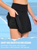 Monbessi Women's Tennis Skirt with Pockets, Elastic Waist