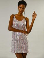 Allegra K Women's Glitter Sequin Mini Dress