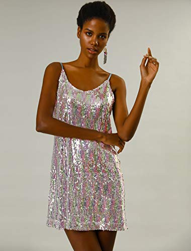 Allegra K Women's Glitter Sequin Mini Dress