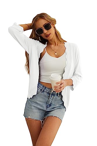 GRECERELLE women's 3/4 sleeve ruffle cardigan