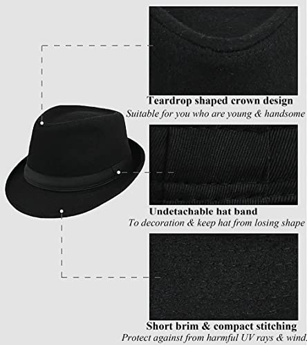 Unisex Classic Felt Trilby Hat - Black