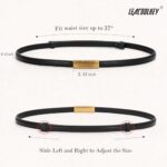 LEACOOLKEY 2 Pack Women Skinny Leather Belts with Gold Buckle