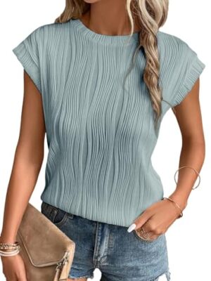Gemulate Women's Short Sleeve Knit Blouse S-XXL