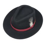 Unisex Wool Felt Crushable Fedora Hat with Feather