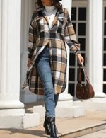 Sukany Women's Casual Wool Blend Plaid Shirt Jacket