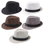 Geebuzz 5 Pack Short Brim Fedora Summer Beach Hats