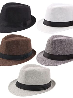 Geebuzz 5 Pack Short Brim Fedora Summer Beach Hats