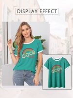Dresswel Women Good Vibes Rainbow Graphic Tee