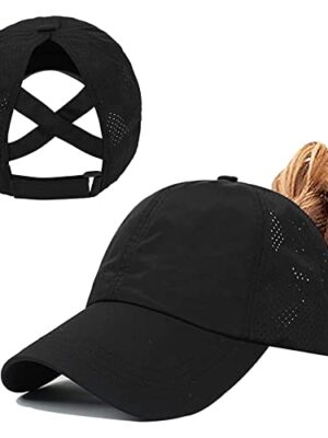 Women's Criss Cross Ponytail Baseball Cap, Quick Drying Mesh