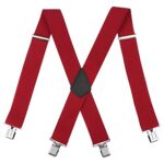 LoonTien Men's Elastic X-Shape Trouser Braces, 4 Clips