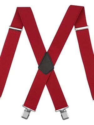 LoonTien Men's Elastic X-Shape Trouser Braces, 4 Clips