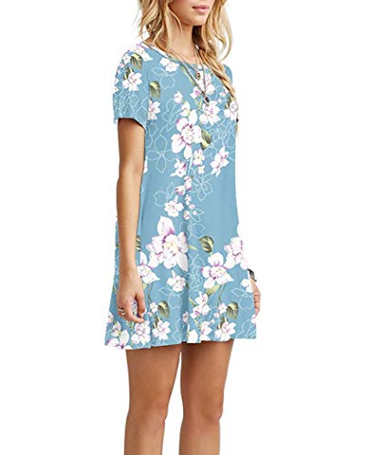 AUSELILY Women's Summer Casual T-Shirt Dress with Pockets