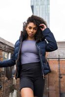 Ladies Quilted Winter Puffer Coat with Faux Fur Hood