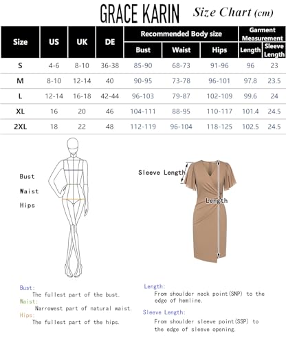 GRACE KARIN Women's Summer V-Neck Chiffon Bodycon Dress
