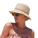 Comhats Women's Beach Straw Sun Hat UPF 50 Packable