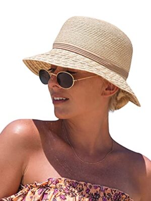 Comhats Women's Beach Straw Sun Hat UPF 50 Packable
