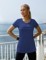 iClosam Women's Short Sleeve Yoga T-Shirt for Running